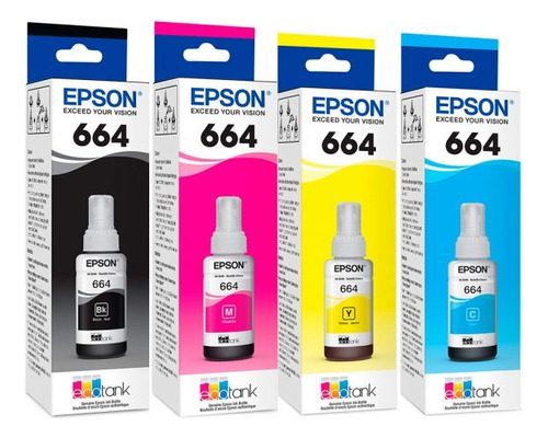 Kit 664 Epson Combo X4 70ml Ecotank 100% Original L110/l365+