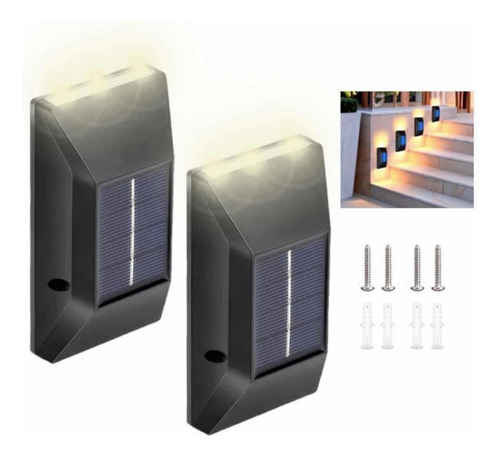 Pack X 2 Aplique Bidireccional Panel Led Solar Luz Cálida