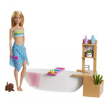 Muñeca Barbie Baño De Espuma Con Accesorios Mattel