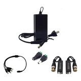 Pack Balun + Par Plug + Fuente + Derivador Para Camaras Cctv