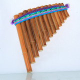 Flauta Pan Peruana Artesanal Sopro Bambu Encurvada