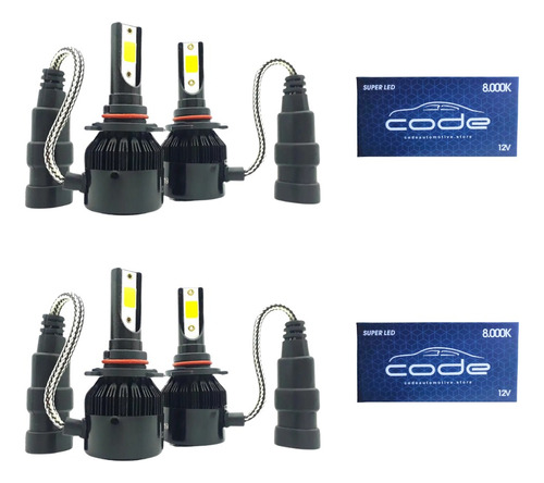 Kit 4 Lâmpadas Farol Super Led 12v 8000k Luz Azulada Code