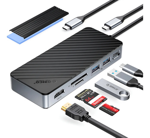 Orico 8 En 1 Tipo C Docking Station Con Carcasa M.2 Ssd