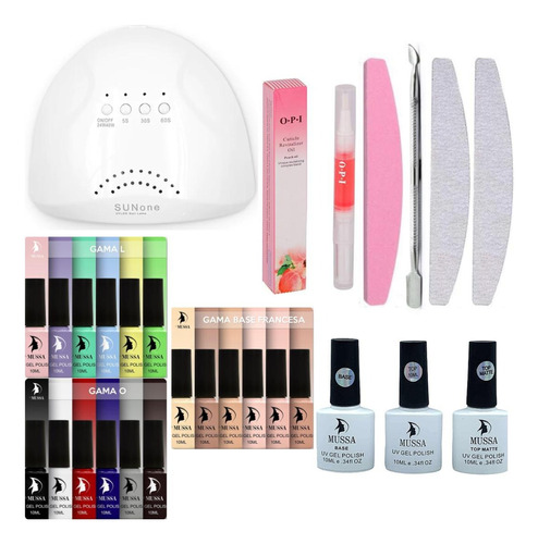 Kit Gelish 18pz Lámpara Base Top Limas Aceite Cutícula 