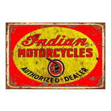 1 Cartel Metalico Letrero Cuadro Motos Indian Retro 40x28 Cm