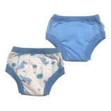 Cueca Algodão Desfralde Absorvente Kit 2un  Ecoplay Dinoazul