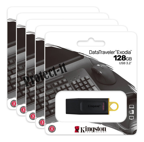 Paquete De 5 Memorias Kingston 128gb Usb 3.2 Alta Velocidad