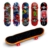 Kit 5 Skate De Dedo Fingerboard Mini Com Lixa Truck Metal