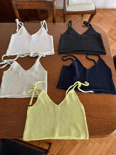 Set 5 Top Remera Musculosa Tejida Hilo Talle Unico Mujer