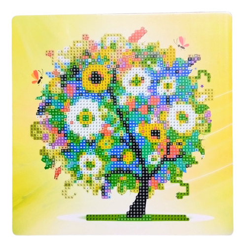 Kit Pintura Por Diamantes Cuadro Atril 20x20 Arbol De Flores