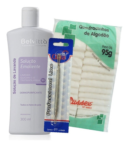 Kit Amolecedor Comedões 300ml Belvittà Com Extrator Algodão