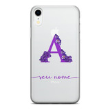 Capinha Para Celular Letra Solo Roxo Com Flores