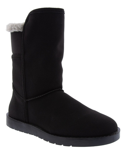 Bota Mooncity Recortes Peluciada Nobuck Preto