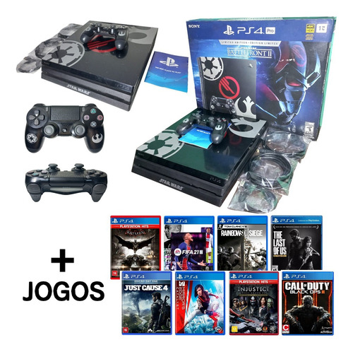 Playstation 4 Pro - 1tb - Star Wars Battlefront 2 - Edição De Colecionador - Usado/excelente Estado + 8 Jogos Usados E Em Excelente Estado