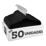 50 Cabides Infantil De Veludo Slim Ultra Fino Preto