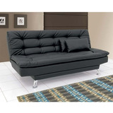 Sofá Cama Clic Clac Negro Semidoble 3 Posicion + 2 Almohadas