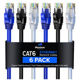 Cable Ethernet Cat 6 De 25 Pies, (paquete De 6) Cable C...