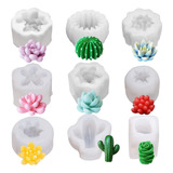 9 Moldes De Silicona Para Suculentas 3d Cactus Planta 330g