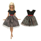 Lindo Vestido Cinza + Sapato Para Boneca Barbie - Roupa