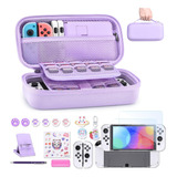 Kit De Accesorios Para Nintendo Switch Oled Estuche Violeta