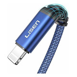 Cable Lightning Certificado Mfi Nylon Para iPhone 3 Mts Azul