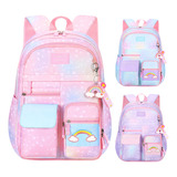 Mochila Escolar Impermeable Princess Rainbow Para Niñas