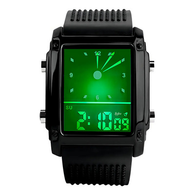 Soku Reloj Digital Dual Deportivo Moda Japonesa Correa Negro Bisel Negro Fondo Gris | Envío gratis
