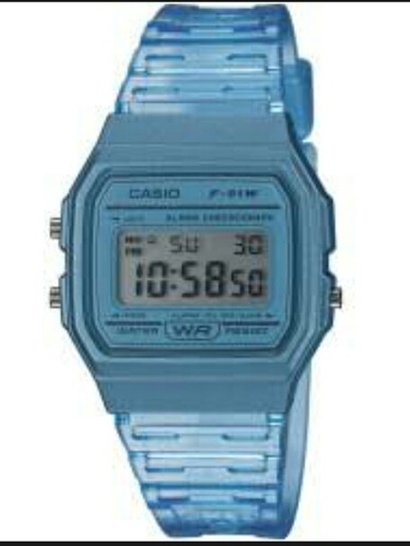 Reloj Casio Modelo F-91 Azul Transparente