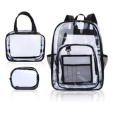 Kit De Mochila Transparente Gran Capacidad Simple 3pcs