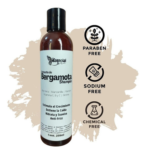  Shampoo Natural Extracto De Bergamota Romero 250ml