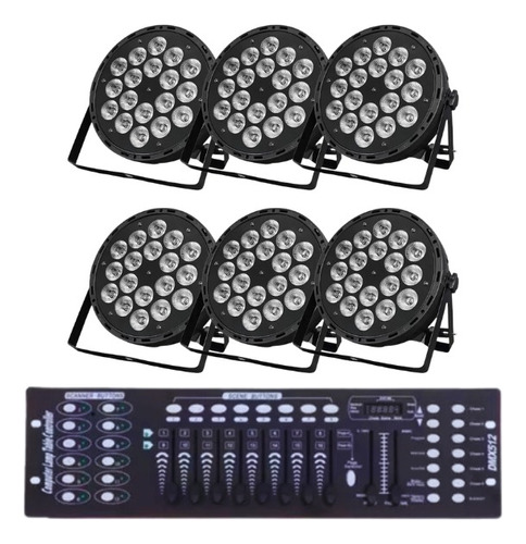 6 Canhao Led Parled 18x15w Rgbw+uv Iluminação + Mesa Dmx