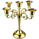 Candelabro De Metal De 5 Velas, Dorado