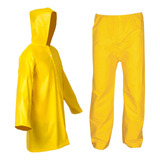 Conjunto Capa Chuva  Calça Roupa Motoqueiro Moto Pvc Amarelo