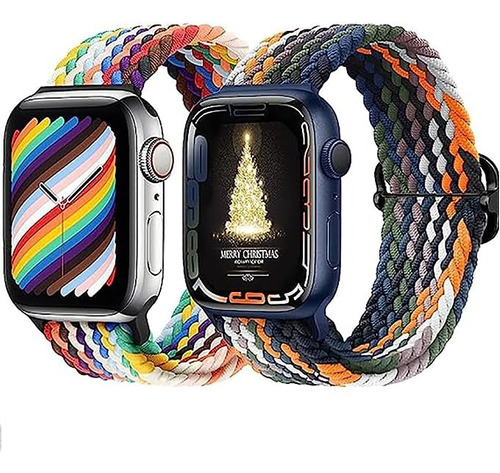 2piezas Trenzada Loop Correa Compatible Apple Watch Correa