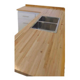 Mesada 180x60 Madera Eucalipto + Bacha Doble Johnson 