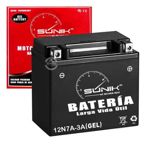 Batería Bronco Gel 12n7a-3a V-men 250 Triax 150 Siamotos++