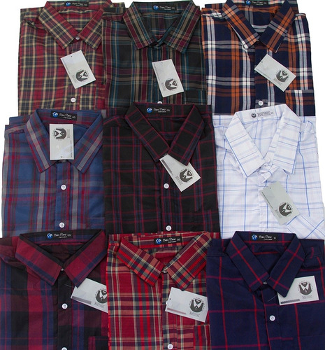 Kit 5 Camisa Social Xadrez Masculina Manga Curta Fit Atacado