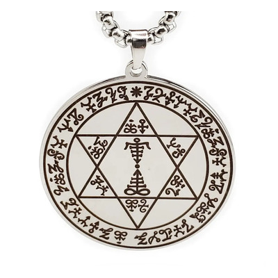 Collar Dije Hexagrama Clave Sello Salomón Acero Inoxidable