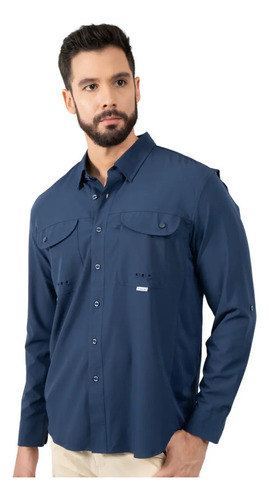 Camisa Signature Maja® Manga Larga Azul Marino Para Hombre | Meses sin interés