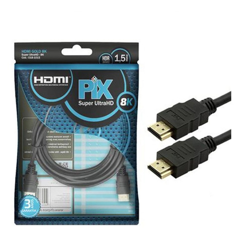 Cabo Hdmi 8k 2.1 Ultra Hd Hdr Dinamico Com 1,5 Metros Gold