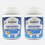 Serotonina Vit D3 5-htp L-teanina Sunfood 2 Potes 60 Caps