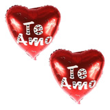2 Balão Metalizado Coração Te Amo Dia Dos Namorados 81 Cm