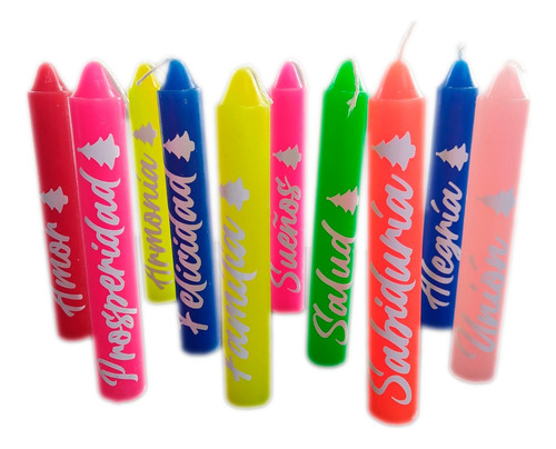 Velas Color Personalizadas Con Deseos O Nombres (caja X 10)