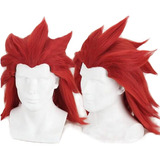 Peluca Cosplay Para Anime Con Barba Larga Y Roja Para Hombre