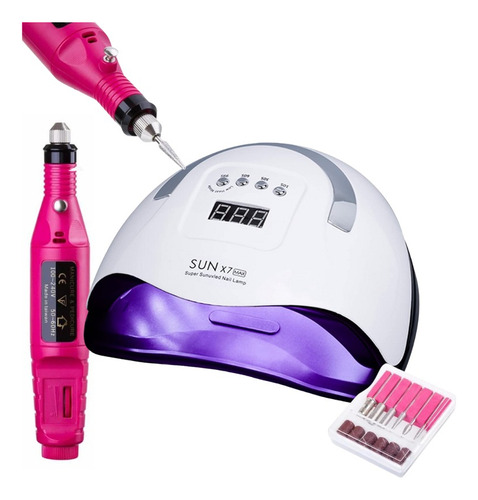 Combo Lámpara Led-uv De Uñas + Pulidor Nail Drill Portatil