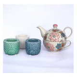 Tetera Con Taza , Tea For One, Mug, Porcelana Pintada