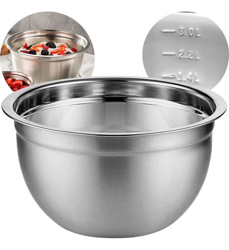 Tigela Redonda Brilhante Mixing Bowl Aço Inox Com 26 Cm