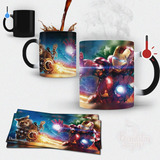 Taza Mágica Iron Man Y Guardianes De La Galaxia Con Tu Nombr