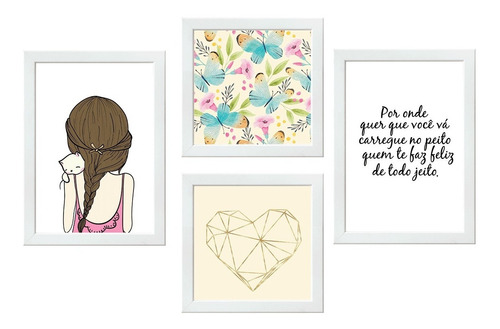 Quadro Para Quarto Juvenil Menina Tumblr Borboletas Frase  