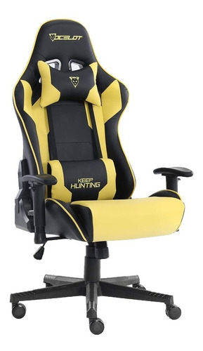 Silla Gamer Ergonómica Reclinable Ocelot Gaming Ogs-02 De Piel Sintetica Negra Con Amarillo Brazos 2d Piston Clase 4 Soporta Hasta 150 Kgcon Cojin Lumbar Y Cervical